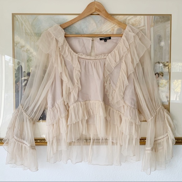 Love Sam Tops - Love Sam Ruffled Chiffon Long Sleeve Blouse